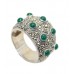 Ring Green Onyx Silver 925 Sterling Marcasite Stone Cocktail Handcrafted A472